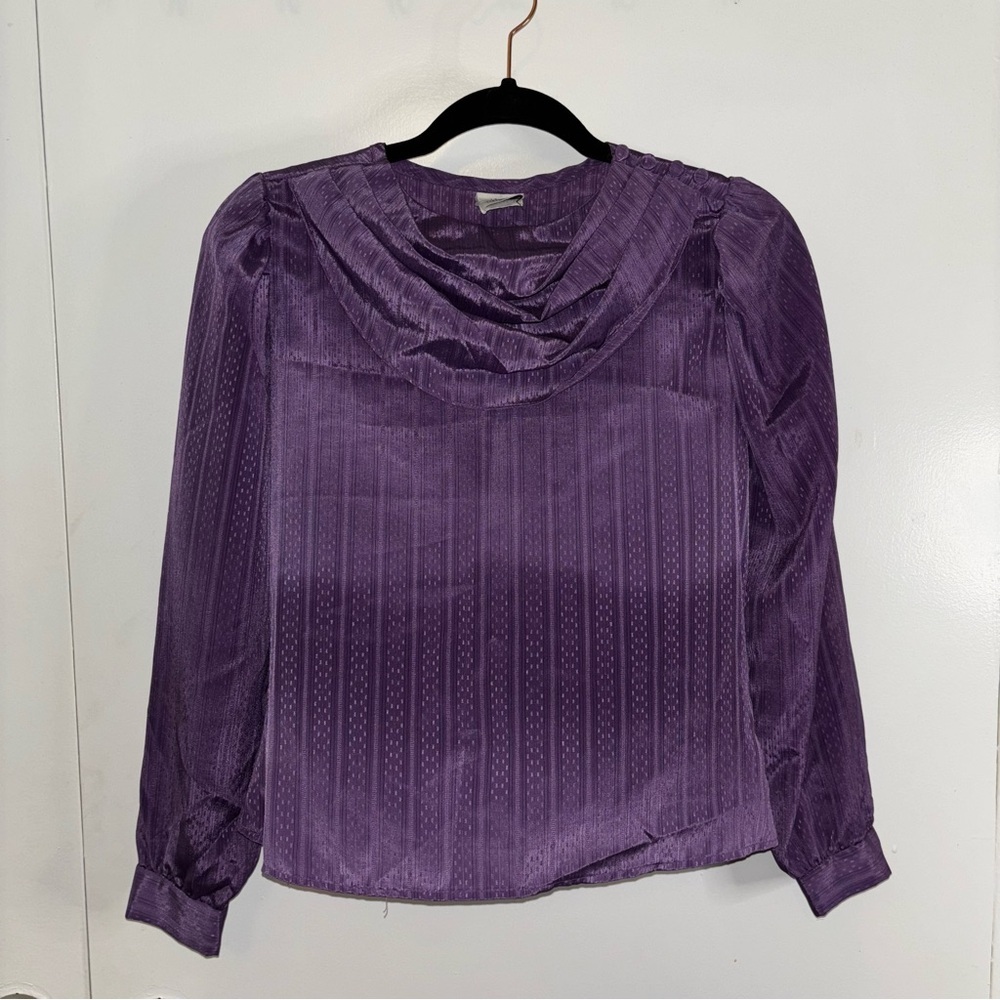 Purple Long Sleeve Blouse Cowl Neck Size Medium